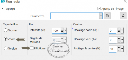 Capture flou radial